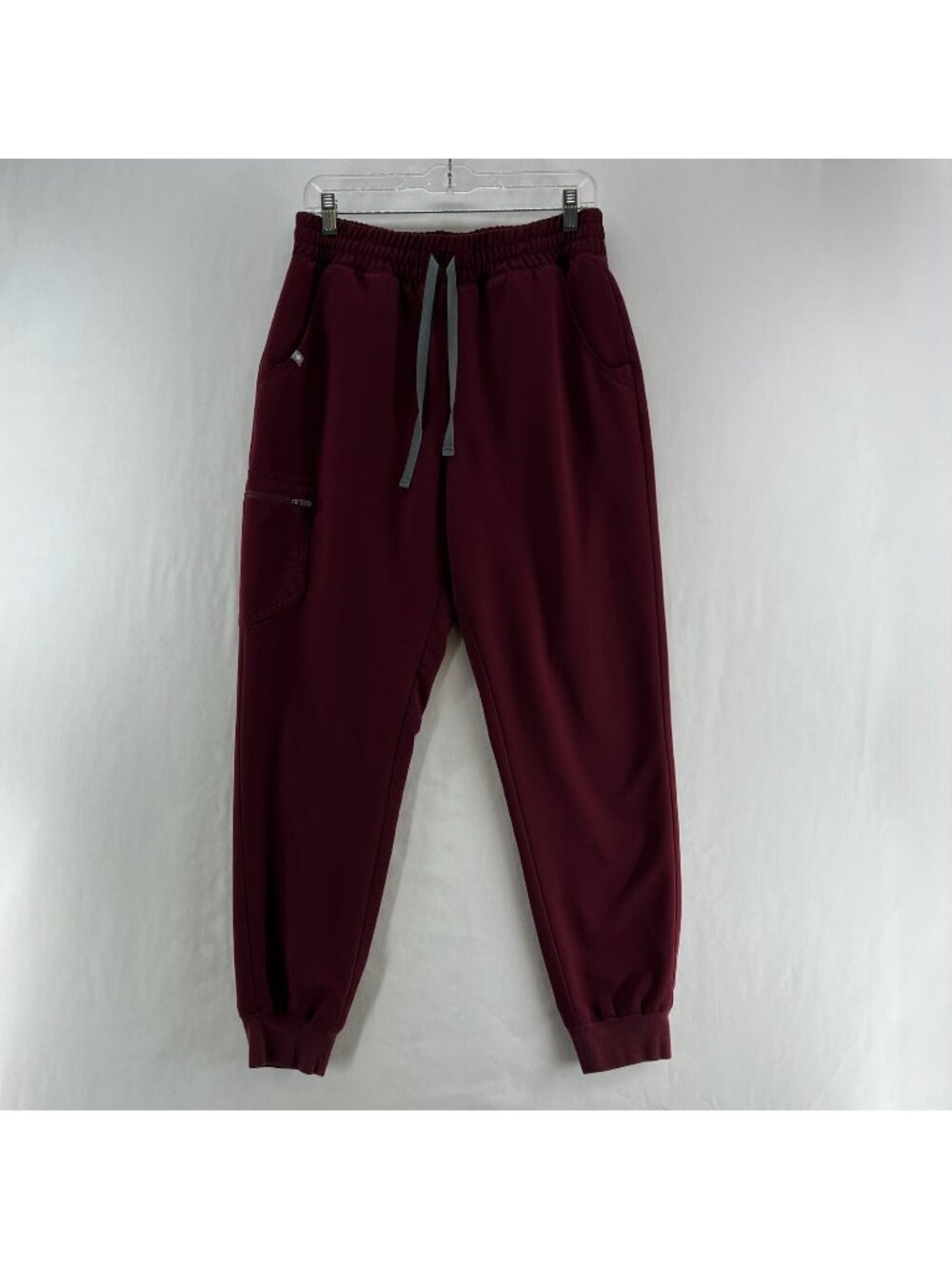 FIGS Zamora Jogger Scrub Pants Women M Cargo Drawstring Medical Uniform Burgundy